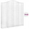 Kosze gabionowe, 10 szt, 200x30x200/220cm, galwanizowane żelazo