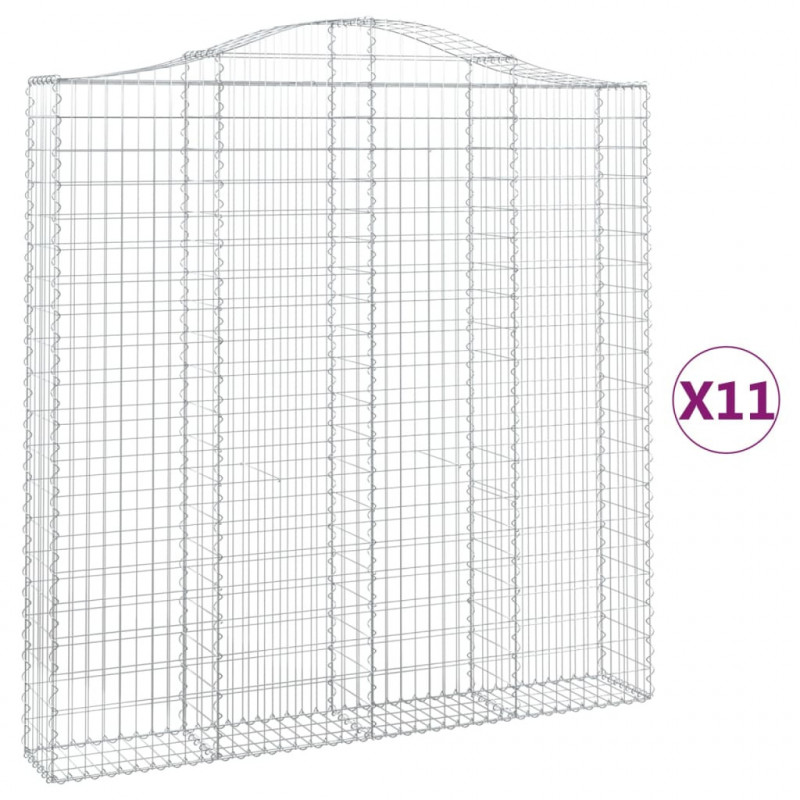 Kosze gabionowe, 11 szt, 200x30x200/220cm, galwanizowane żelazo