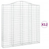 Kosze gabionowe, 12 szt, 200x30x200/220cm, galwanizowane żelazo