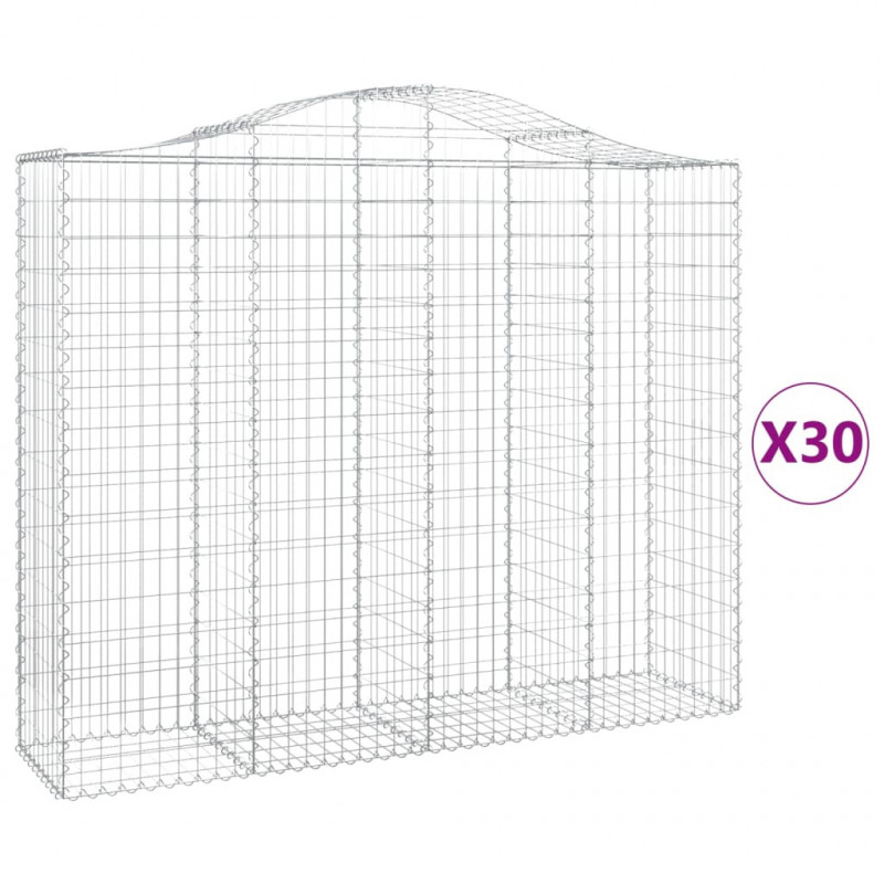 Kosze gabionowe, 30 szt, 200x50x160/180cm, galwanizowane żelazo