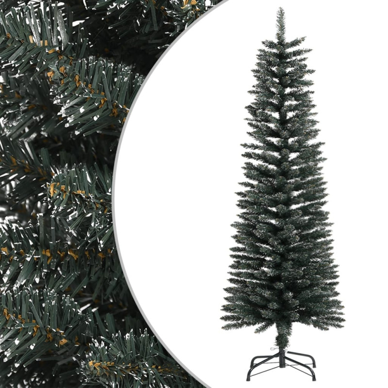 Sztuczna, smukła choinka ze stojakiem, zielona, 120 cm, PVC