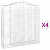 Kosze gabionowe, 4 szt, 200x50x200/220 cm, galwanizowane żelazo