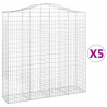 Kosze gabionowe, 5 szt, 200x50x200/220 cm, galwanizowane żelazo