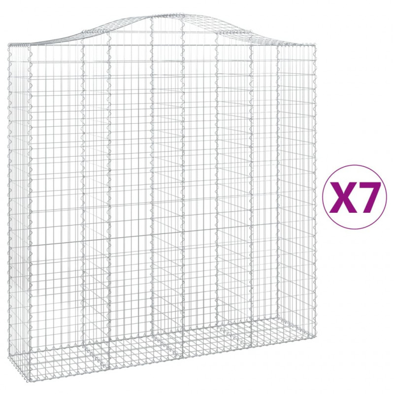 Kosze gabionowe, 7 szt, 200x50x200/220 cm, galwanizowane żelazo