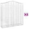 Kosze gabionowe, 8 szt, 200x50x200/220 cm, galwanizowane żelazo