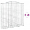 Kosze gabionowe, 14 szt, 200x50x200/220cm, galwanizowane żelazo