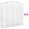 Kosze gabionowe, 15 szt, 200x50x200/220cm, galwanizowane żelazo