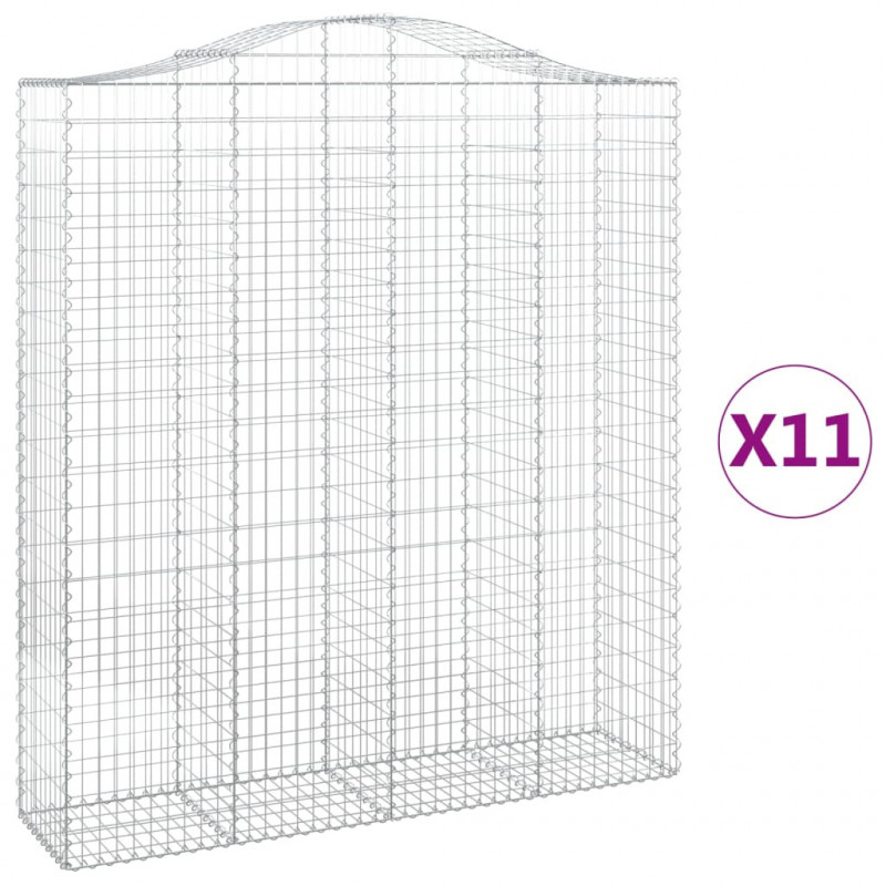 Kosze gabionowe, 11 szt, 200x50x220/240cm, galwanizowane żelazo