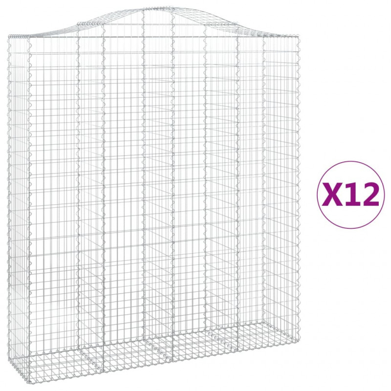 Kosze gabionowe, 12 szt, 200x50x220/240cm, galwanizowane żelazo