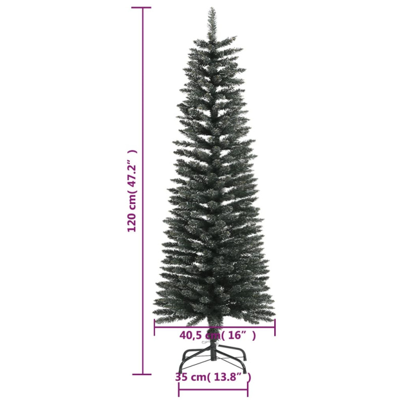 Sztuczna, smukła choinka ze stojakiem, zielona, 120 cm, PVC