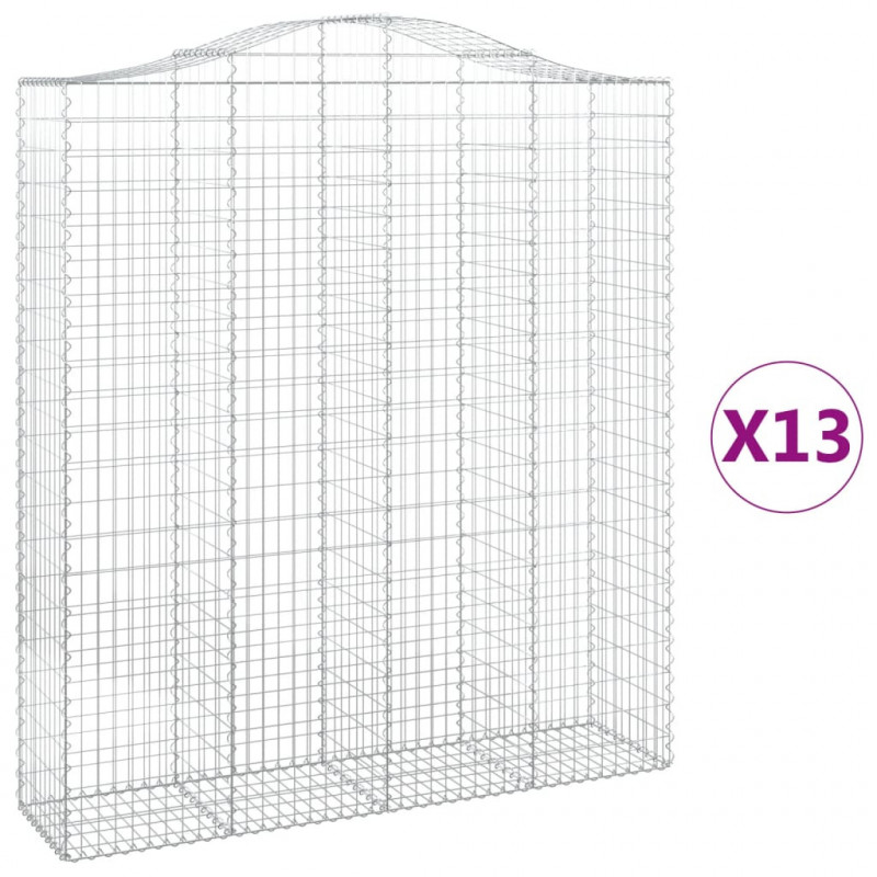 Kosze gabionowe, 13 szt, 200x50x220/240cm, galwanizowane żelazo