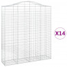 Kosze gabionowe, 14 szt, 200x50x220/240cm, galwanizowane żelazo