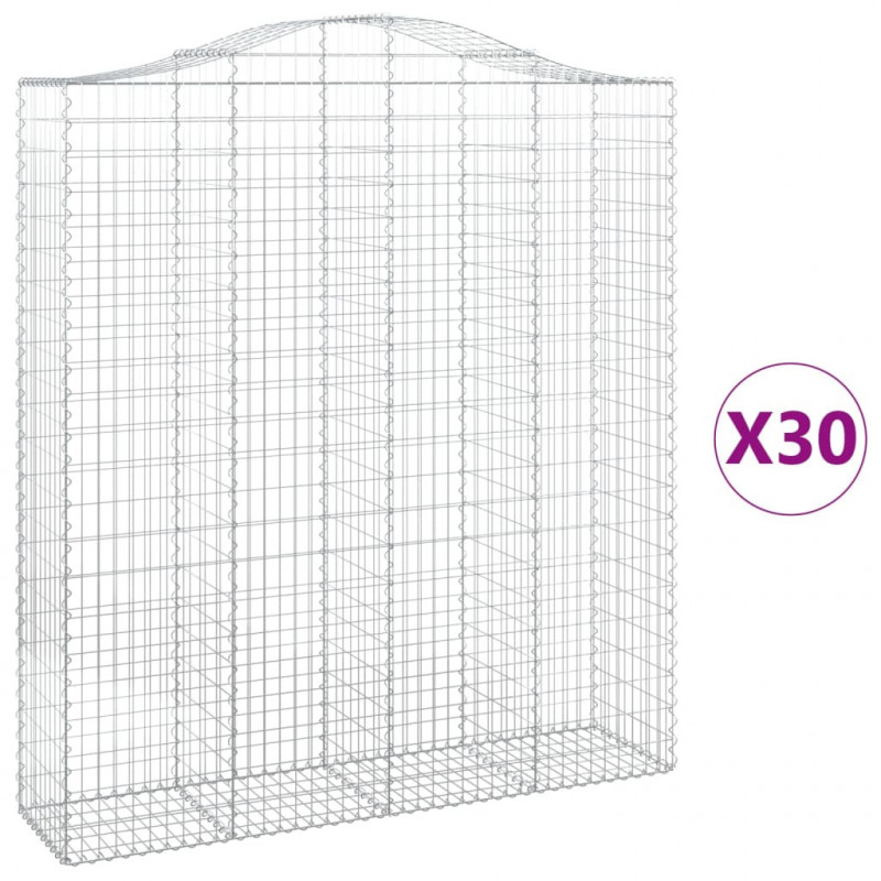 Kosze gabionowe, 30 szt, 200x50x220/240cm, galwanizowane żelazo
