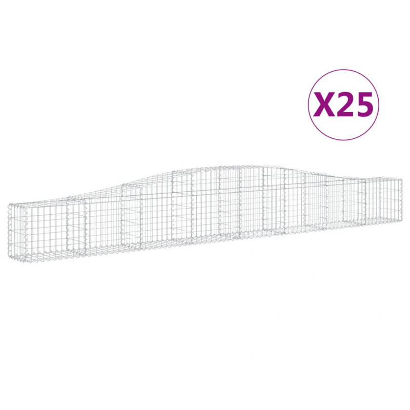 Kosze gabionowe, 25 szt, 400x30x40/60 cm, galwanizowane żelazo