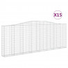 Kosze gabionowe, 15 szt, 400x30x140/160cm, galwanizowane żelazo