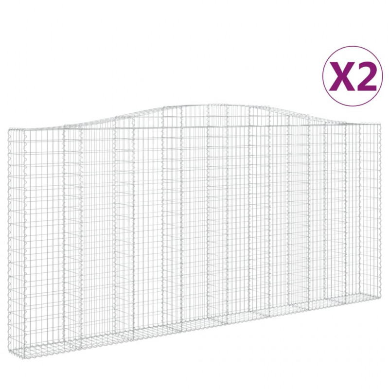Kosze gabionowe, 2 szt, 400x30x180/200 cm, galwanizowane żelazo