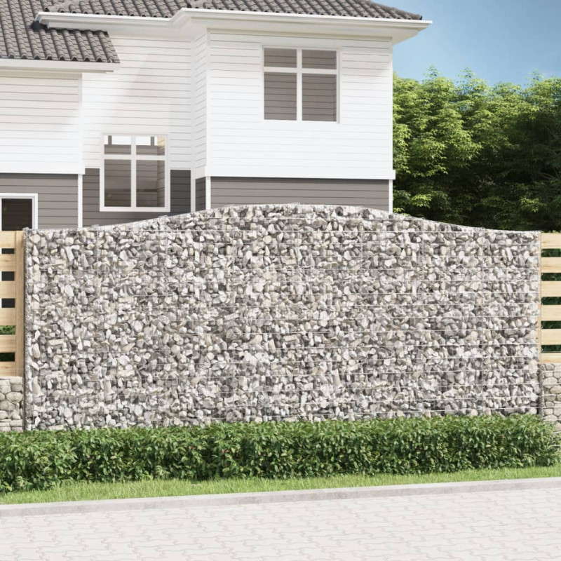 Kosze gabionowe, 3 szt, 400x30x180/200 cm, galwanizowane żelazo