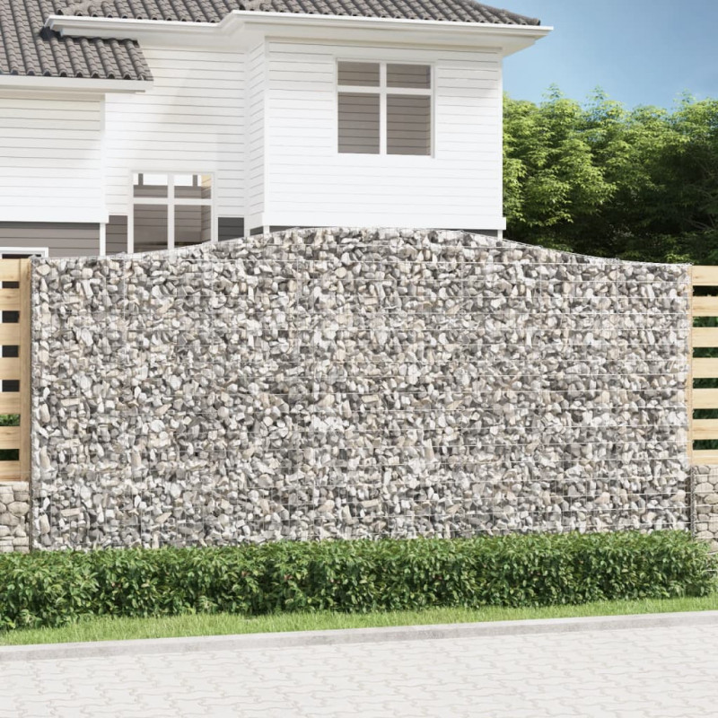 Kosze gabionowe, 2 szt, 400x30x200/220 cm, galwanizowane żelazo
