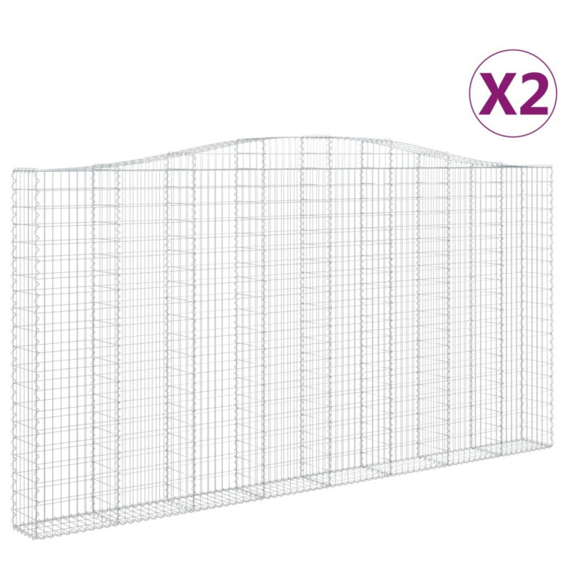 Kosze gabionowe, 2 szt, 400x30x200/220 cm, galwanizowane żelazo