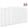 Kosze gabionowe, 2 szt, 400x30x200/220 cm, galwanizowane żelazo