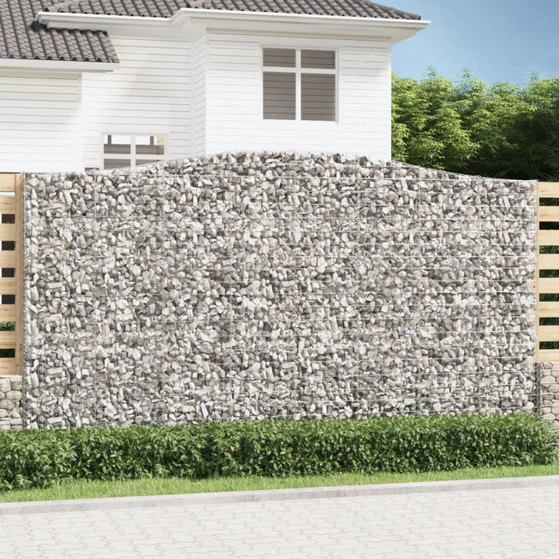 Kosze gabionowe, 3 szt, 400x30x220/240 cm, galwanizowane żelazo
