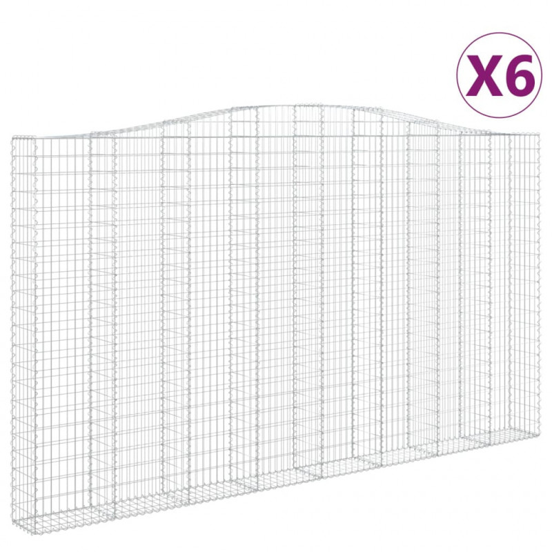 Kosze gabionowe, 6 szt, 400x30x220/240 cm, galwanizowane żelazo