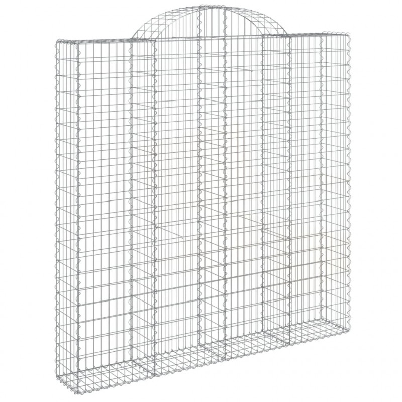 Kosze gabionowe, 14 szt, 200x30x200/220cm, galwanizowane żelazo