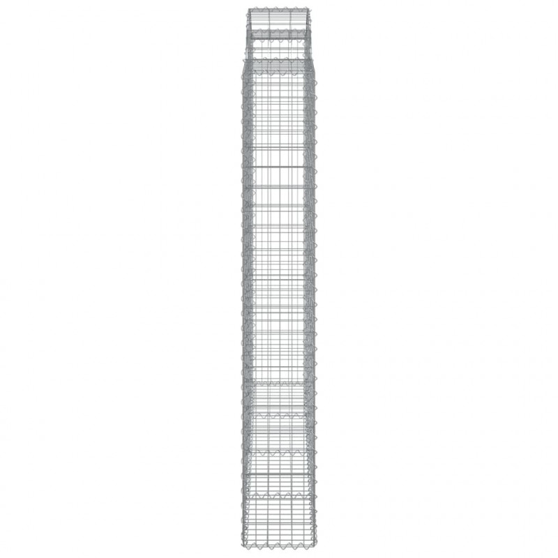 Kosze gabionowe, 14 szt, 200x30x200/220cm, galwanizowane żelazo