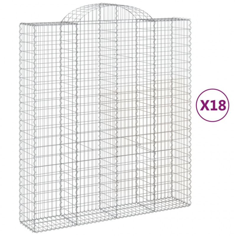 Kosze gabionowe, 18 szt, 200x50x220/240cm, galwanizowane żelazo