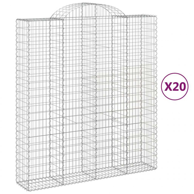 Kosze gabionowe, 20 szt, 200x50x220/240cm, galwanizowane żelazo