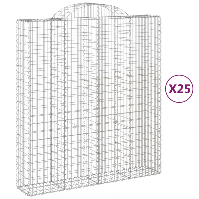 Kosze gabionowe, 25 szt, 200x50x220/240cm, galwanizowane żelazo