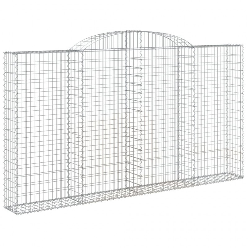Kosze gabionowe, 7 szt, 300x30x160/180 cm, galwanizowane żelazo