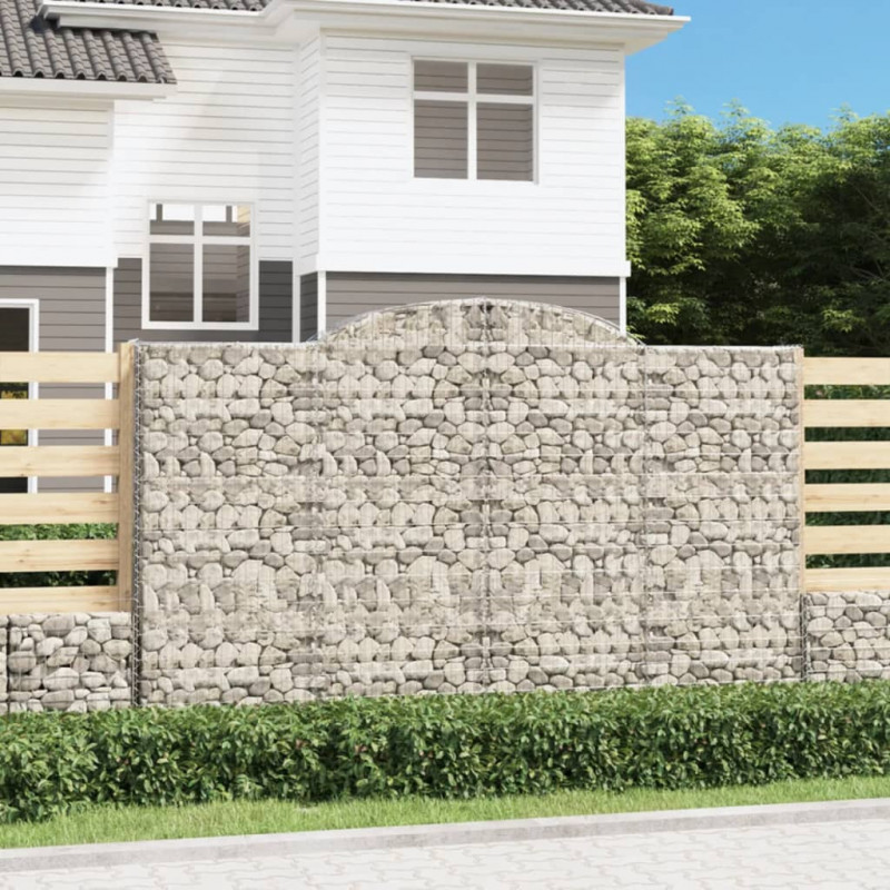Kosze gabionowe, 3 szt, 300x30x180/200 cm, galwanizowane żelazo