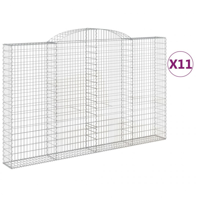 Kosze gabionowe, 11 szt, 300x30x180/200cm, galwanizowane żelazo