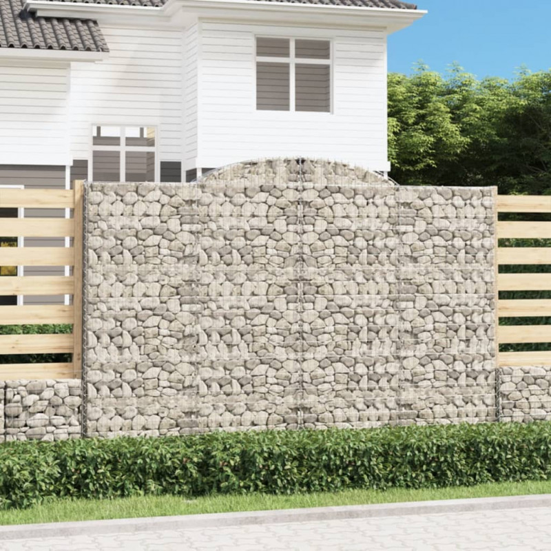 Kosze gabionowe, 7 szt, 300x30x200/220 cm, galwanizowane żelazo