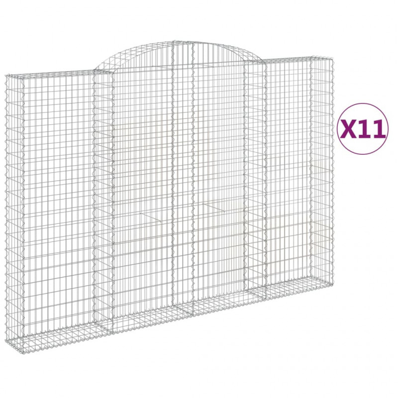 Kosze gabionowe, 11 szt, 300x30x200/220cm, galwanizowane żelazo