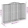 Kosze gabionowe, 12 szt, 300x50x200/220cm, galwanizowane żelazo