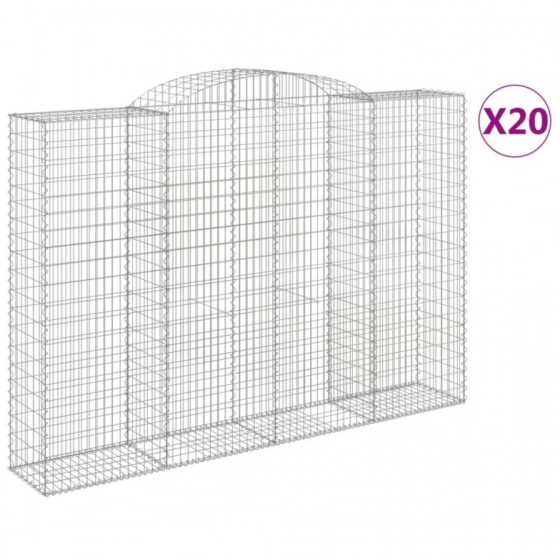 Kosze gabionowe, 20 szt, 300x50x200/220cm, galwanizowane żelazo
