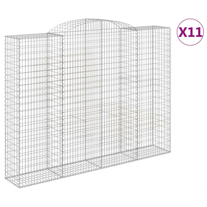 Kosze gabionowe, 11 szt, 300x50x220/240cm, galwanizowane żelazo