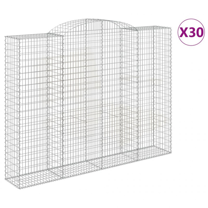 Kosze gabionowe, 30 szt, 300x50x220/240cm, galwanizowane żelazo