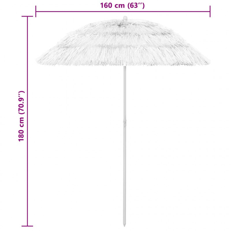 Parasol plażowy w hawajskim stylu, biały, 240 cm