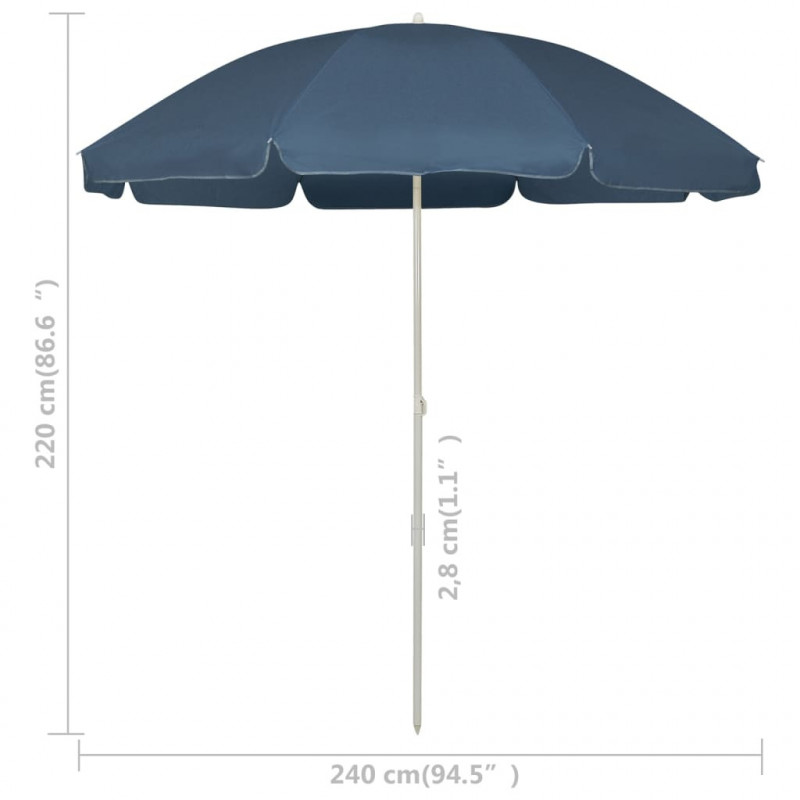 Parasol plażowy, niebieski, 240 cm