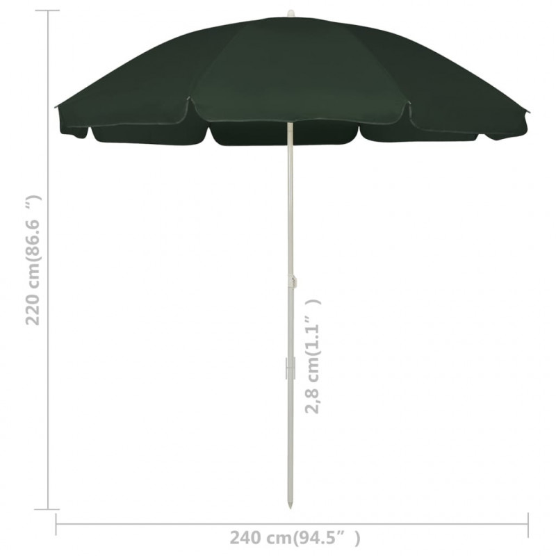 Parasol plażowy, zielony, 240 cm