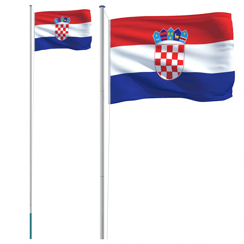 Flaga Chorwacji z masztem, 6,08 m, aluminium