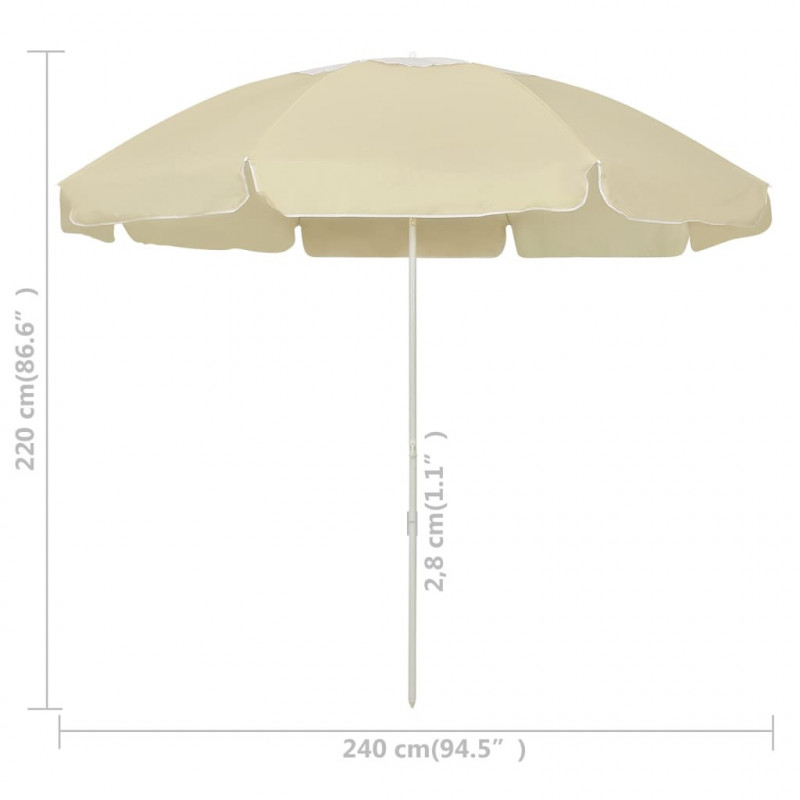 Parasol plażowy, piaskowy żółty, 240 cm