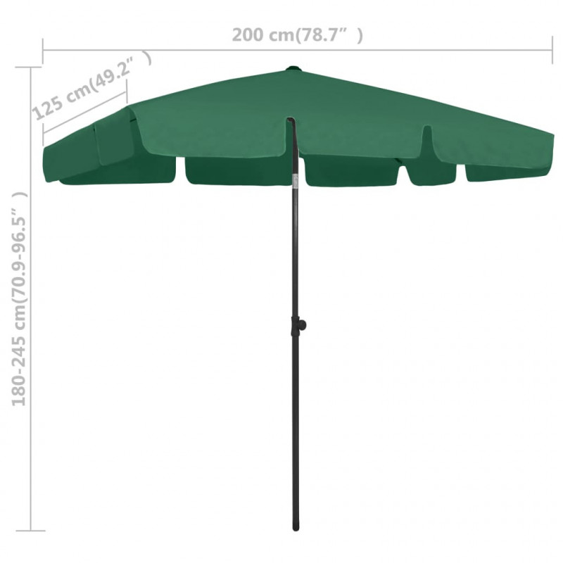 Parasol plażowy, zielony, 200x125 cm