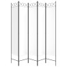 Parawan 5-panelowy, biały, 200x200 cm, tkanina