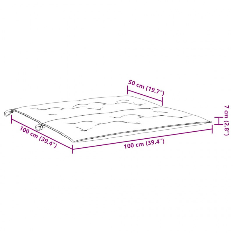 Poduszka na ławkę ogrodową, niebieska, 100x(50+50)x7 cm