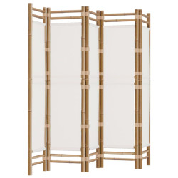 Składany parawan 5-panelowy, 200 cm, bambus i płótno