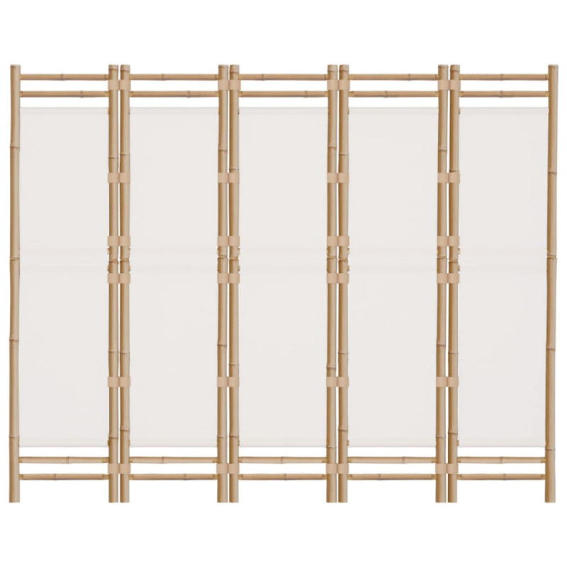Składany parawan 5-panelowy, 200 cm, bambus i płótno
